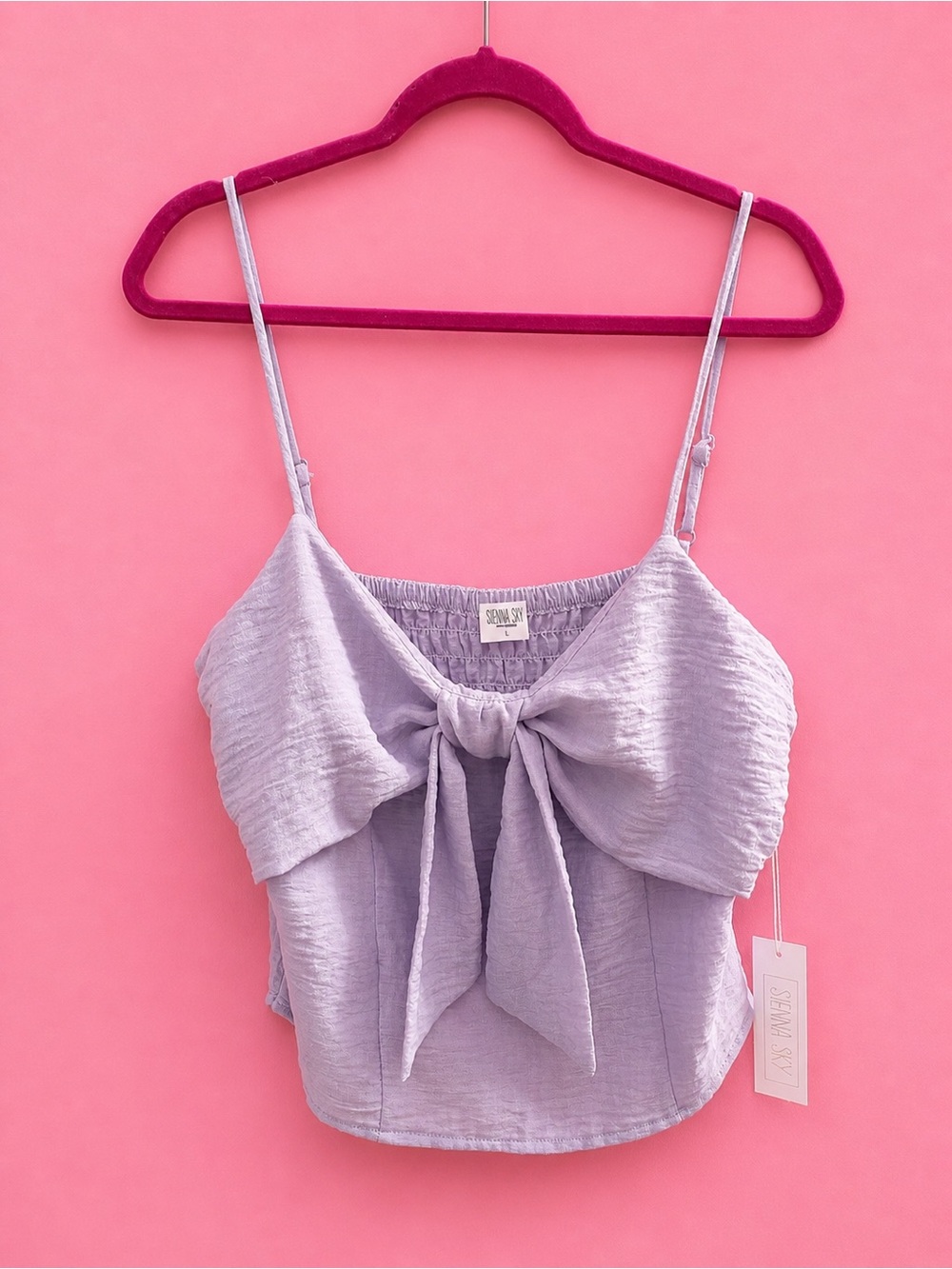 Lilac Tie-Front Spaghetti Strap Crop Camisole